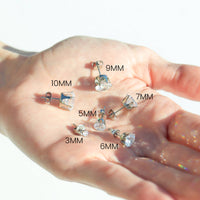 Stainless Steel Round CZ Stud Earrings-Lemons and Limes Boutique