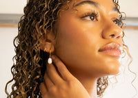 18K Gold PVD Freshwater Pearl Huggie Earrings: Gold