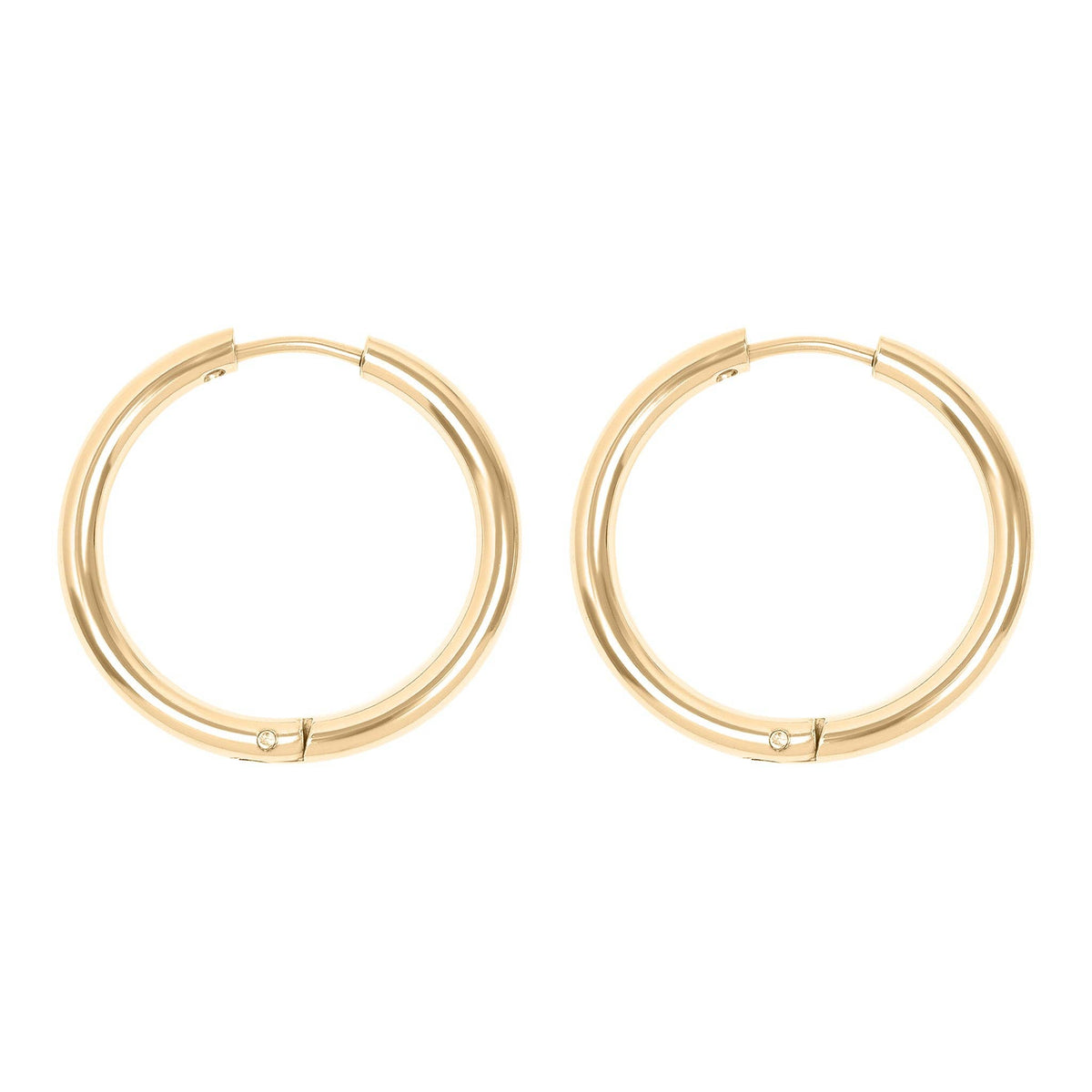 18K Gold PVD Stainless Steel Circle Huggie Hoop Earrings-Gold-22mm-Lemons and Limes Boutique