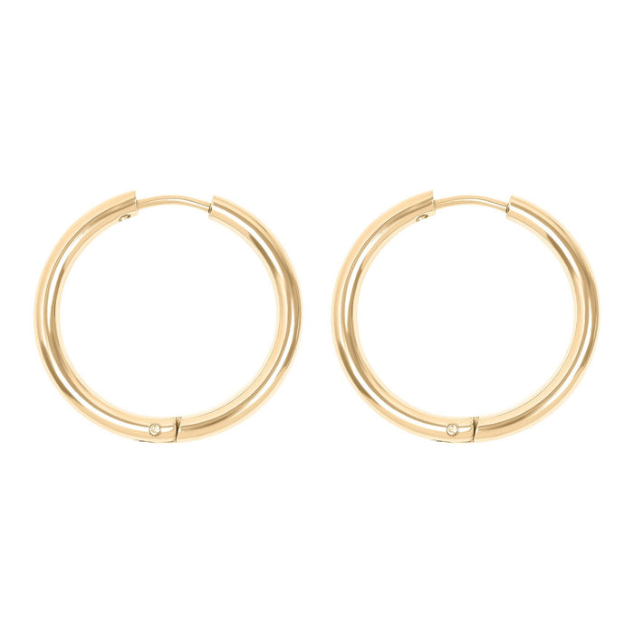 18K Gold PVD Stainless Steel Circle Huggie Hoop Earrings-Gold-22mm-Lemons and Limes Boutique