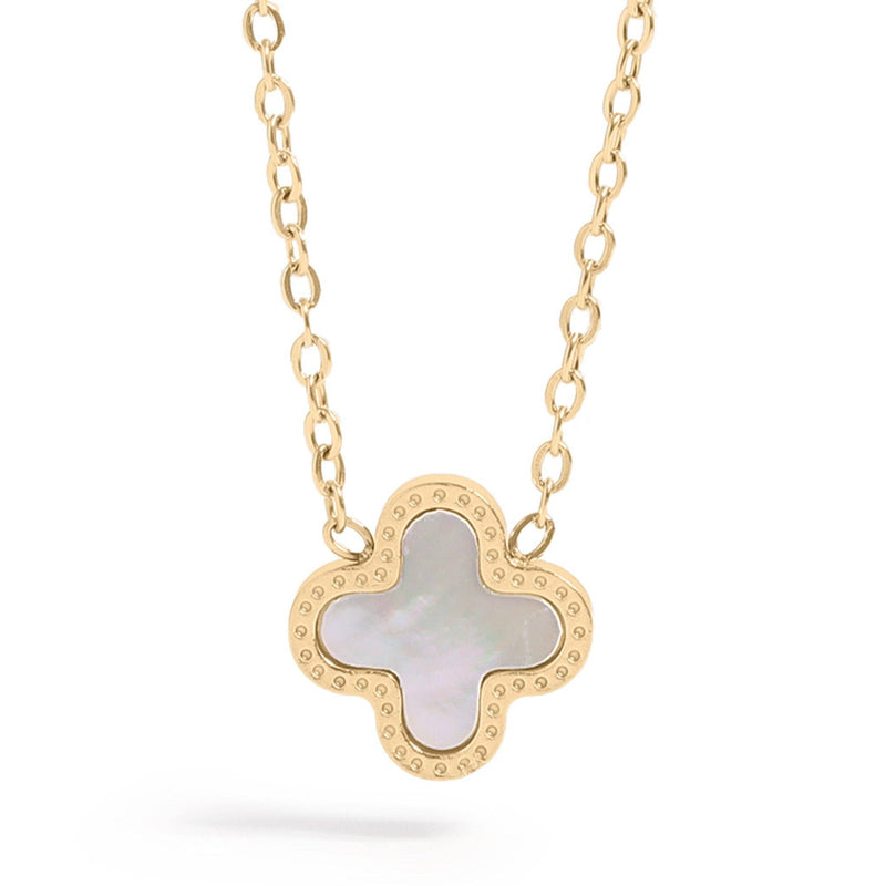 18K Gold PVD Stainless Steel Lucky Clover Charm Necklace-Lemons and Limes Boutique
