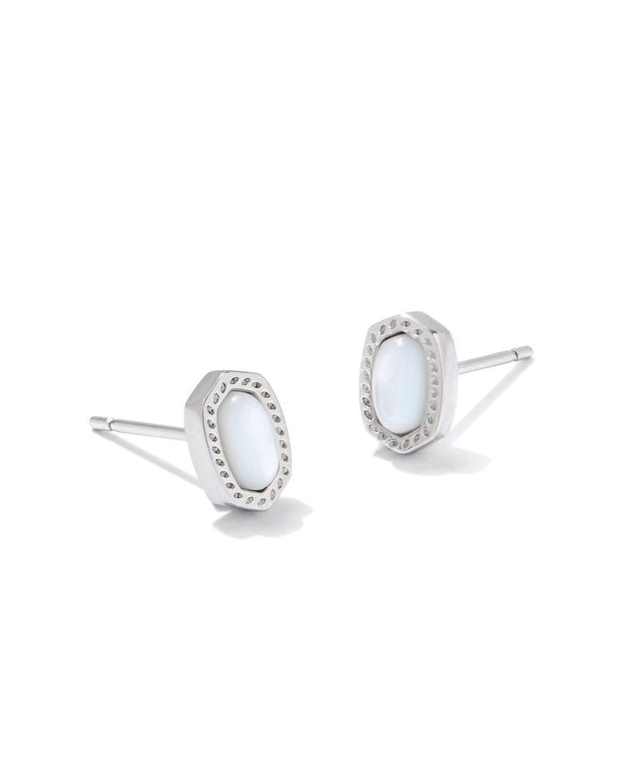 Mini Ellie Stud Earrings in Silver Ivory Mother of Pearl by Kendra Scott--Lemons and Limes Boutique