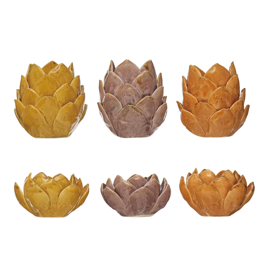 Handmade Stoneware Artichoke Tealight Holders-Lemons and Limes Boutique