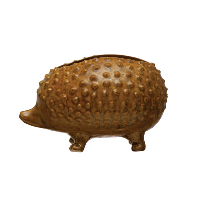 Stoneware Hedgehog Planter, Brown-Lemons and Limes Boutique