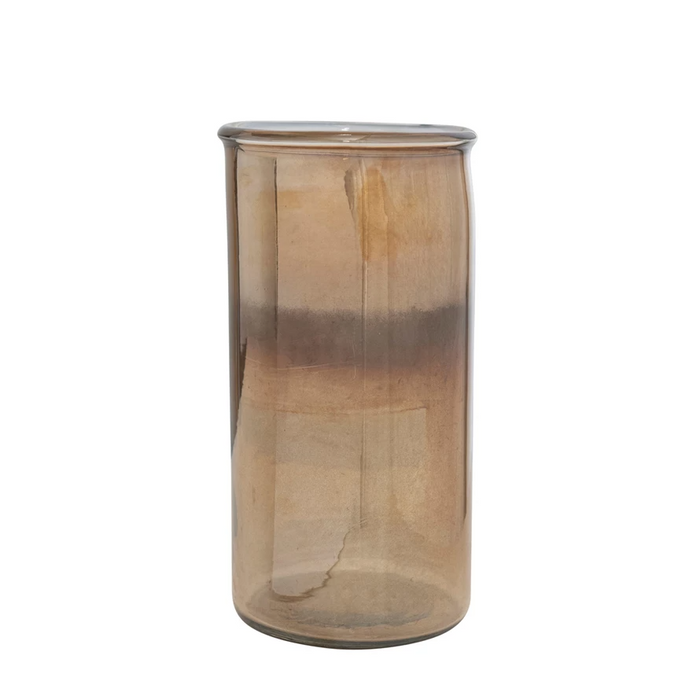 Two-Tone Glass Hurricane/Vase, Iridescent Brown-Lemons and Limes Boutique