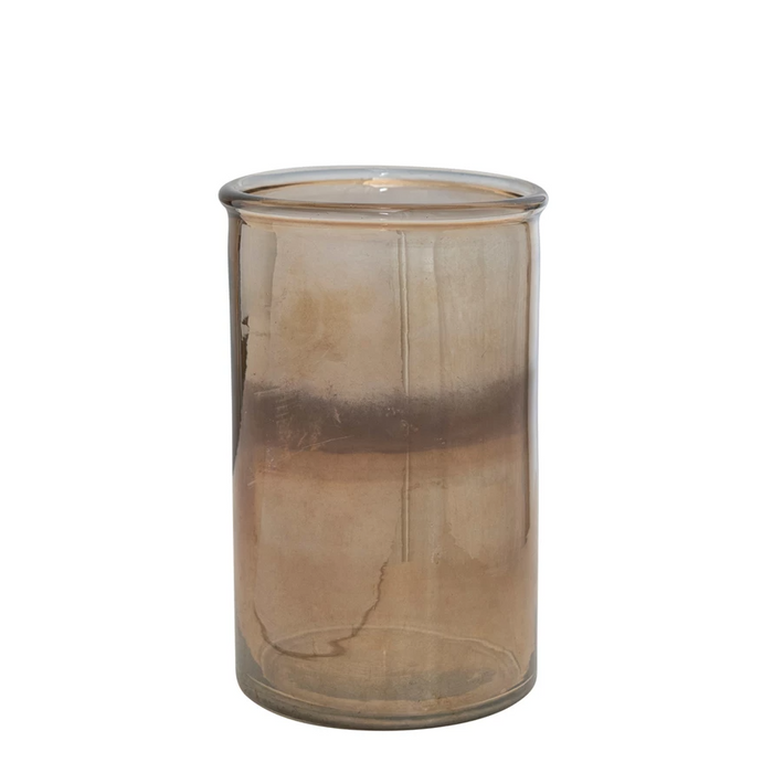 Two-Tone Glass Hurricane/Vase, Iridescent Brown-Lemons and Limes Boutique