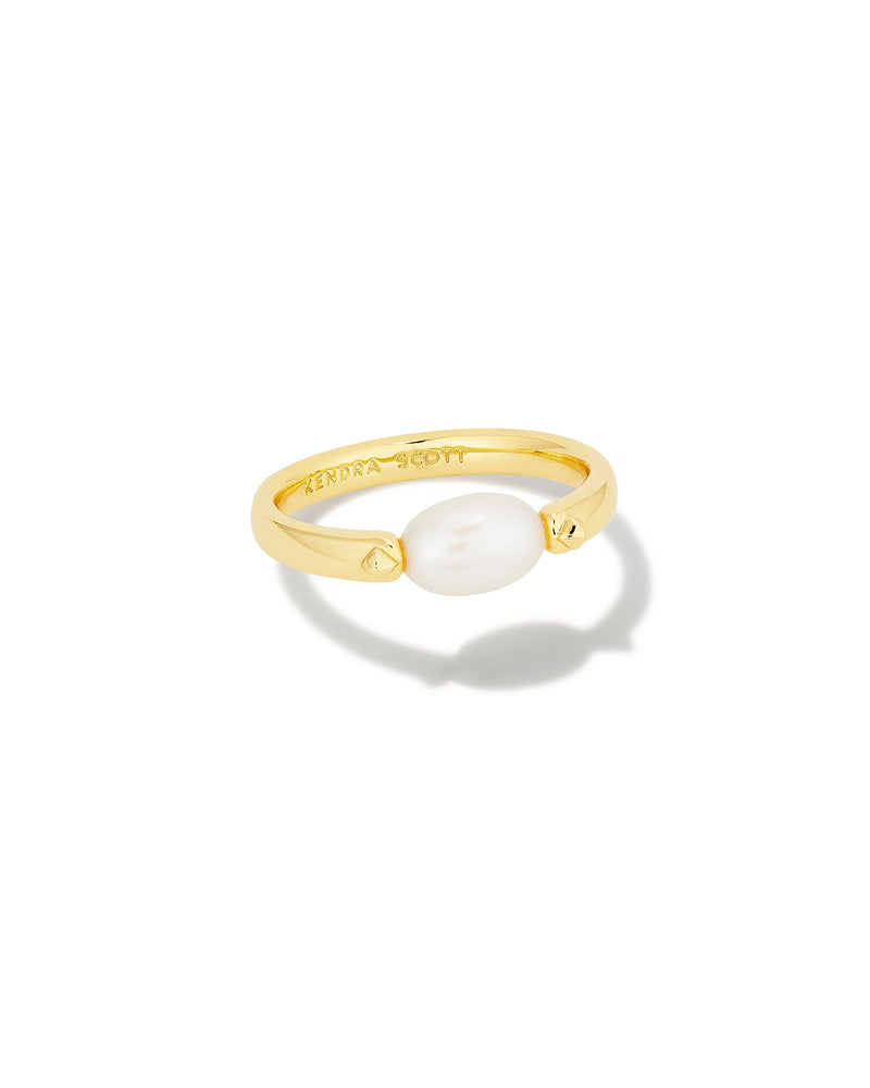 Leighton Pearl Band Ring in Gold White Pearl Size 7 by Kendra Scott-Lemons and Limes Boutique