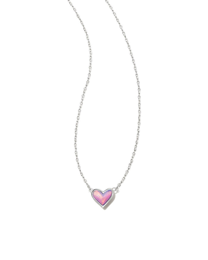 Framed Ari Heart Pendant Necklace in Silver Lilac Opalescent Resin by Kendra Scott--Lemons and Limes Boutique