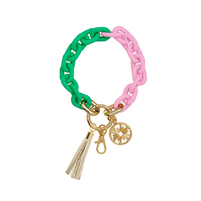 Chain Keychain in Conch Shell Pink and Spearmint by Lilly Pulitzer--Lemons and Limes Boutique
