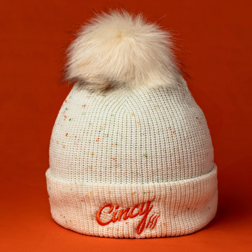 Confetti Beanie with Pom in Cream and Orange Cincy by The Cincy Hat-Lemons and Limes Boutique