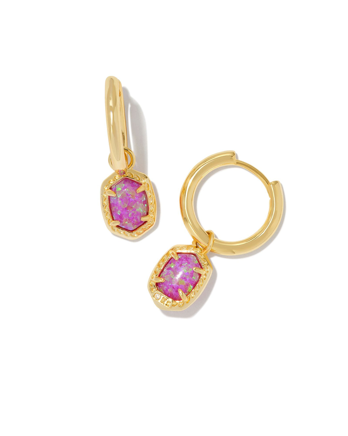 Daphne Framed Huggie Earrings in Gold Magenta Opal by Kendra Scott-Lemons and Limes Boutique