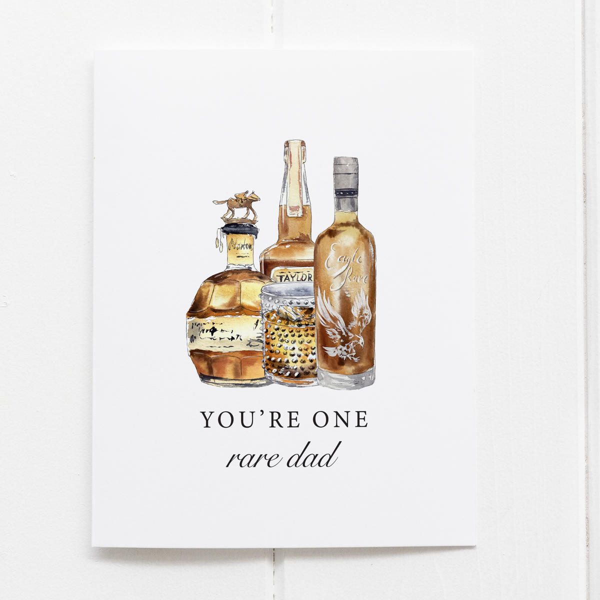One Rare Dad Funny Bourbon Whiskey Greeting Card-Lemons and Limes Boutique