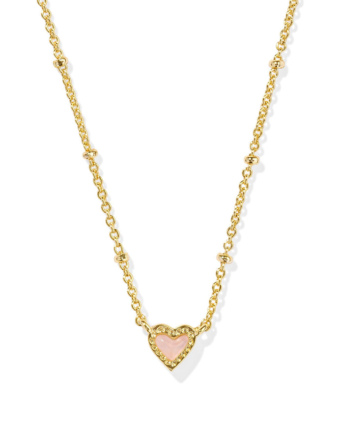 Mini Ari Heart Satellite Necklace in Gold Rose Quartz by Kendra Scott-Lemons and Limes Boutique