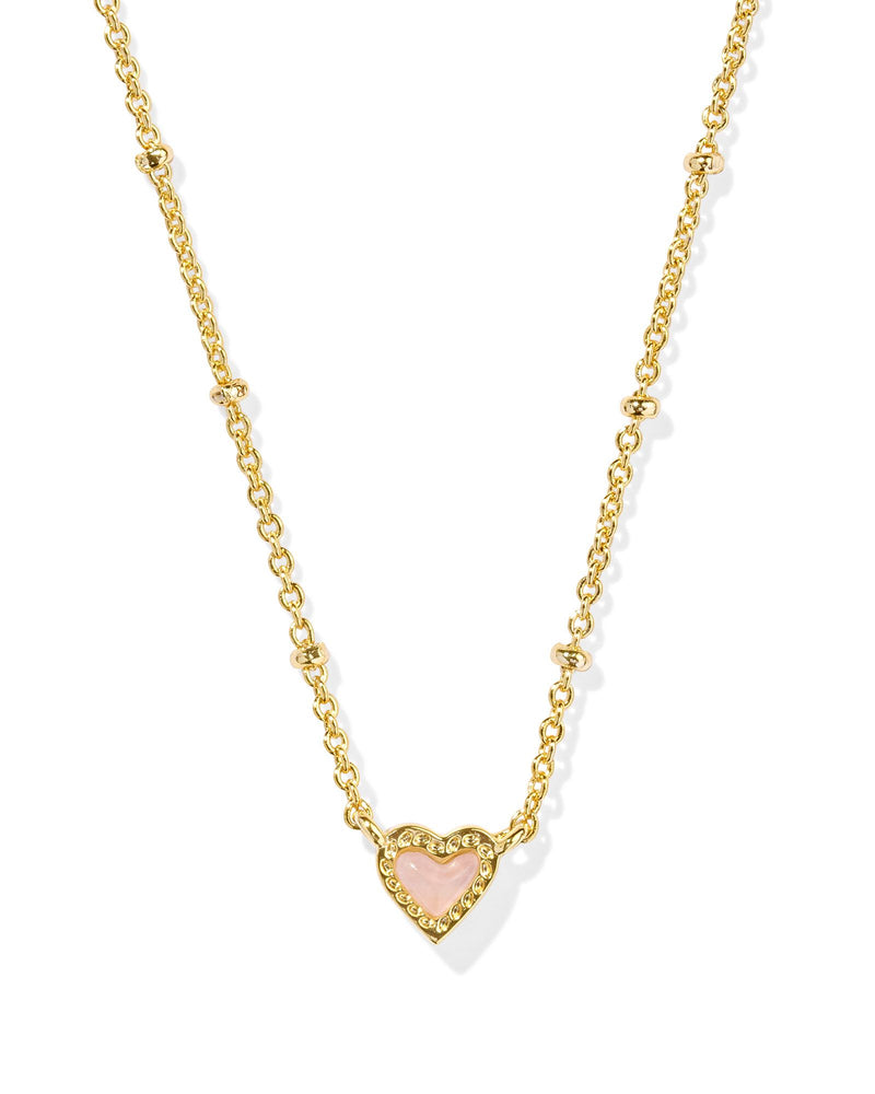 Mini Ari Heart Satellite Necklace in Gold Rose Quartz by Kendra Scott-Lemons and Limes Boutique