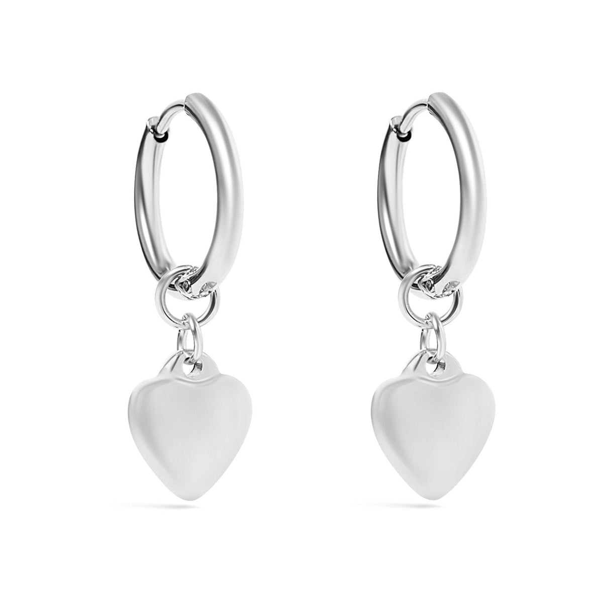 18K Gold PVD Stainless Steel Heart Pendant Huggie Hoop Earrings / ERJ0028-Stainless-16mm-Lemons and Limes Boutique