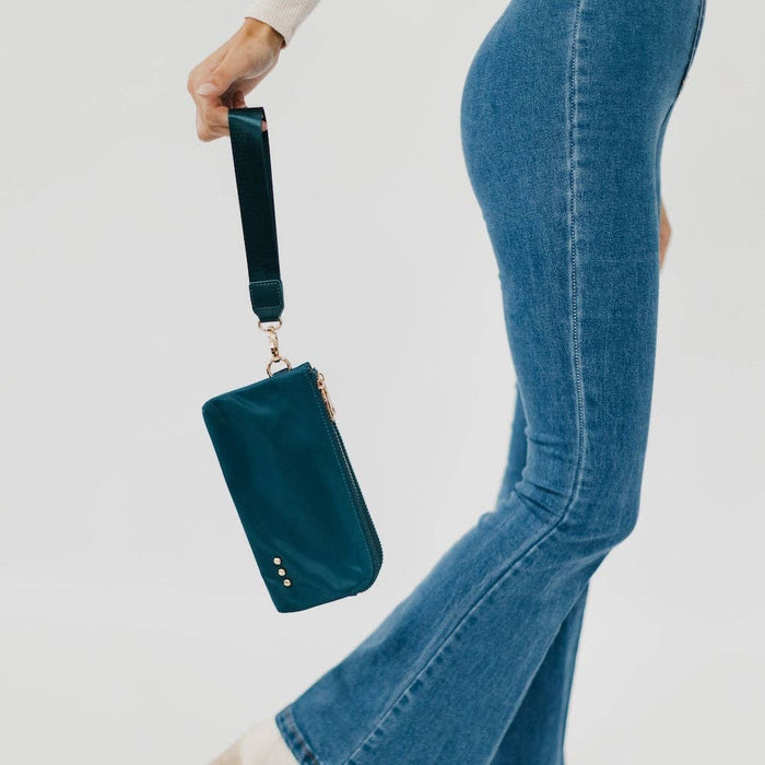 Cove Double Zip Nylon Wristlet Wallet in Assorted Colors-Teal-Lemons and Limes Boutique