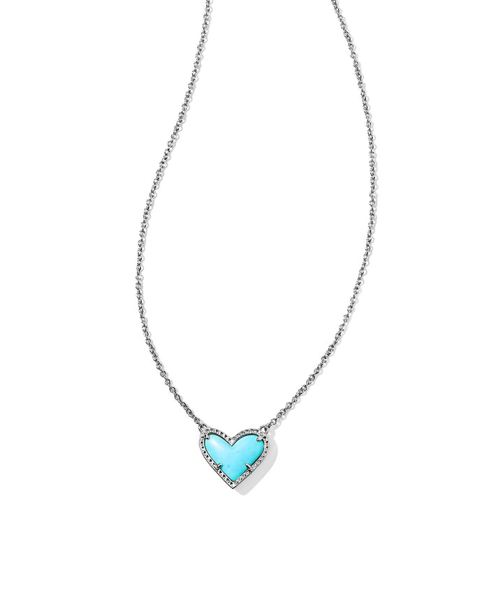 Ari Heart Pendant Necklace in Silver Turquoise Magnesite-Lemons and Limes Boutique