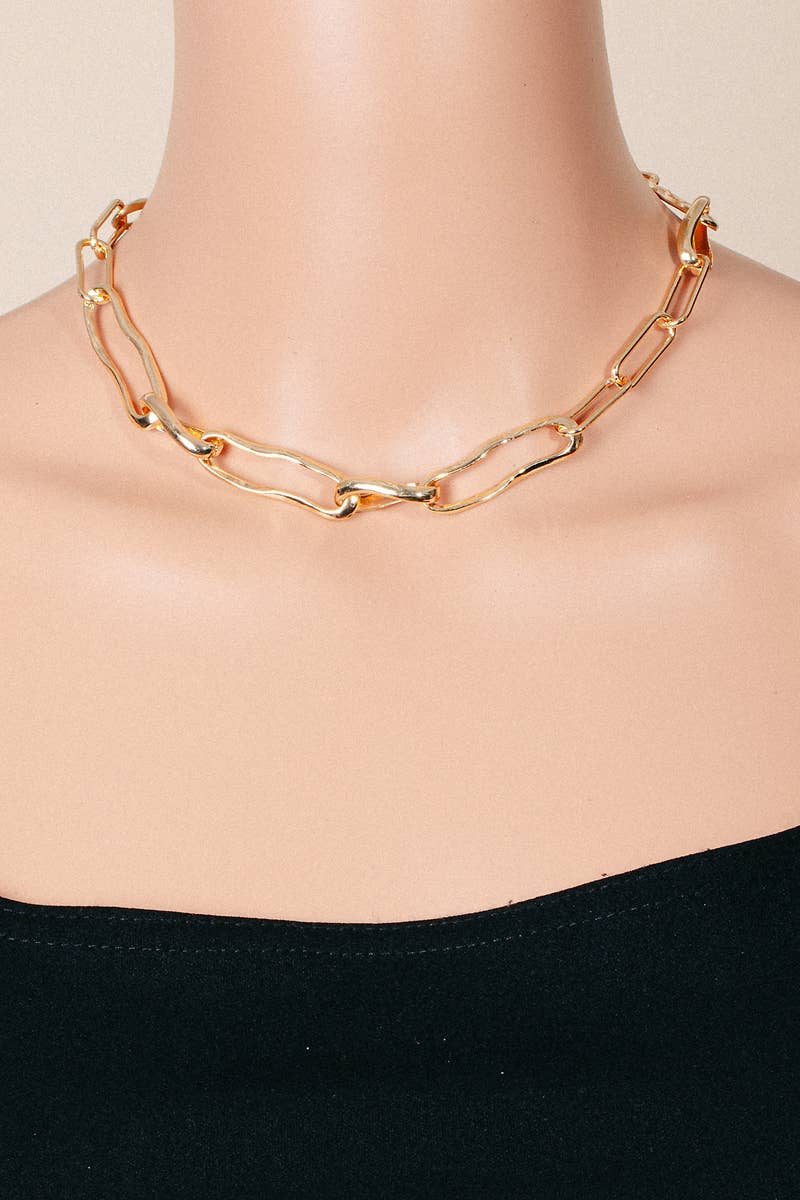 Abstract Oval Chain Necklace in Gold-Lemons and Limes Boutique