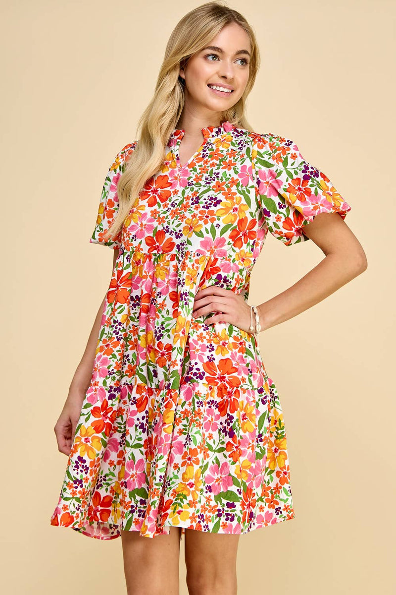 Three Layered Floral Printed Dress--Lemons and Limes Boutique