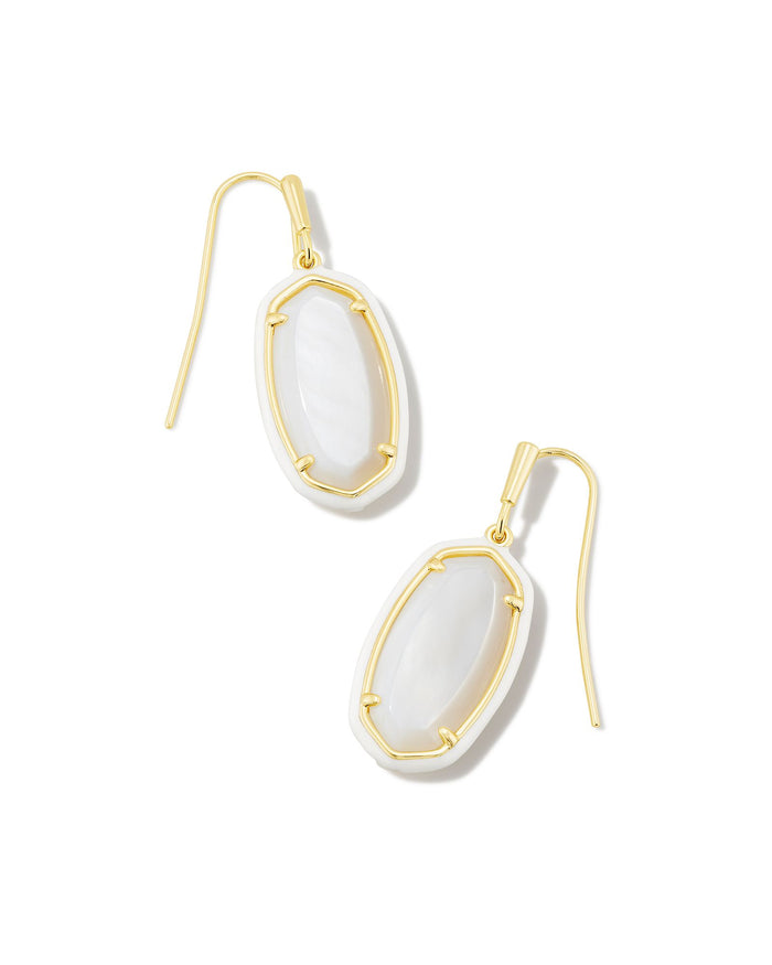 Dani Enamel Frame Drop Earrings in Gold White Mother of Pearl by Kendra Scott-Lemons and Limes Boutique
