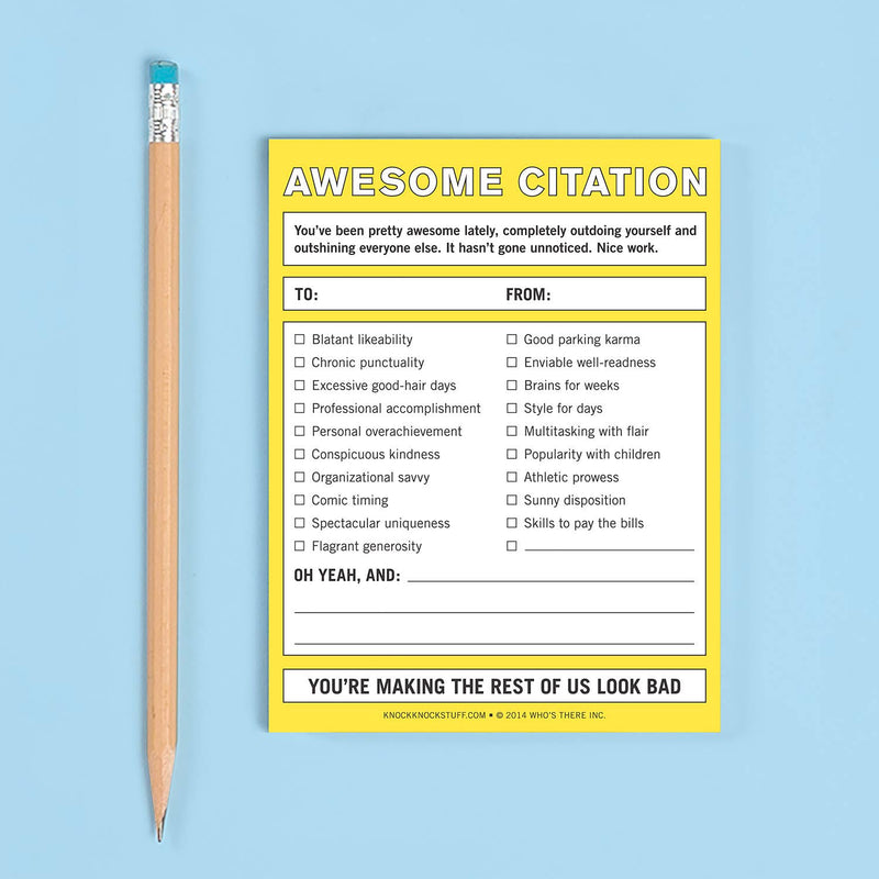 Awesome Citation Nifty Note Pad (Yellow)--Lemons and Limes Boutique