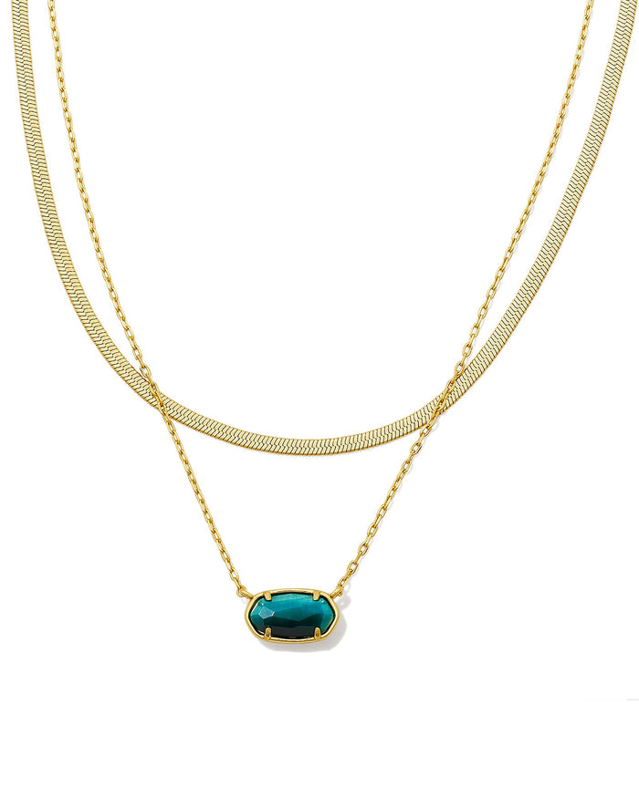 Grayson Herringbone Multi Strand Necklace in Teal Tiger's Eye by Kendra Scott-Lemons and Limes Boutique
