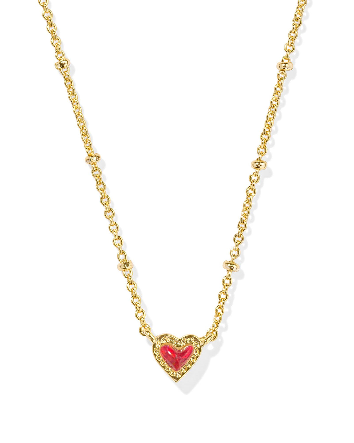 Mini Ari Heart Satellite Necklace in Gold Red Kyocera Opal by Kendra Scott-Lemons and Limes Boutique