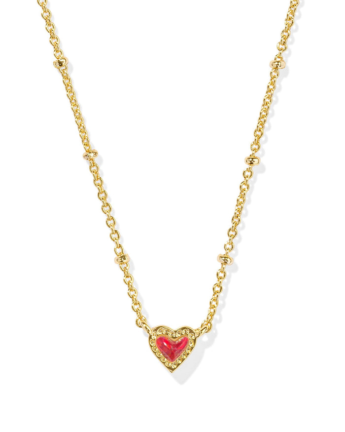 Mini Ari Heart Satellite Necklace in Gold Red Kyocera Opal by Kendra Scott-Lemons and Limes Boutique