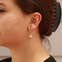 18K Gold PVD Stainless Steel Heart Pendant Huggie Hoop Earrings / ERJ0028-Lemons and Limes Boutique