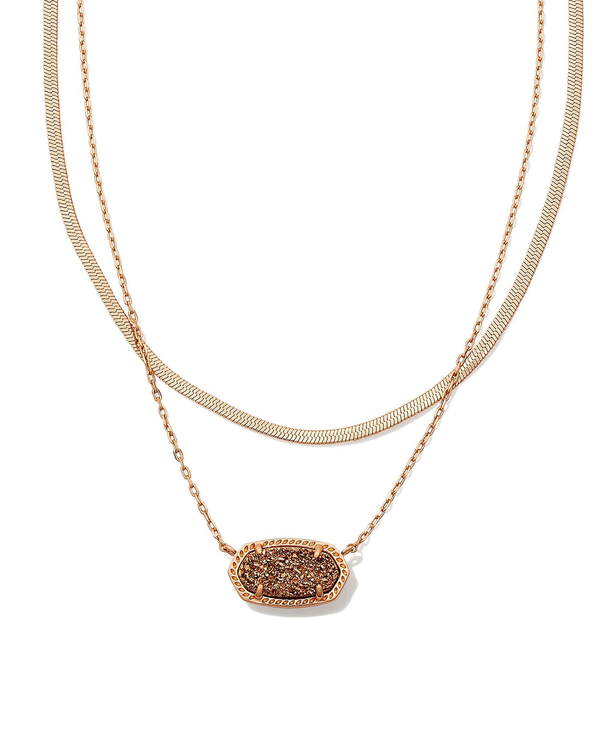 Elisa Herringbone Necklace in Rose Gold Multi Strand by Kendra Scott-Lemons and Limes Boutique