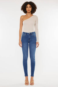 Luella High Rise Super Skinny Jeans in Medium Stone Wash by Kan Can USA--Lemons and Limes Boutique