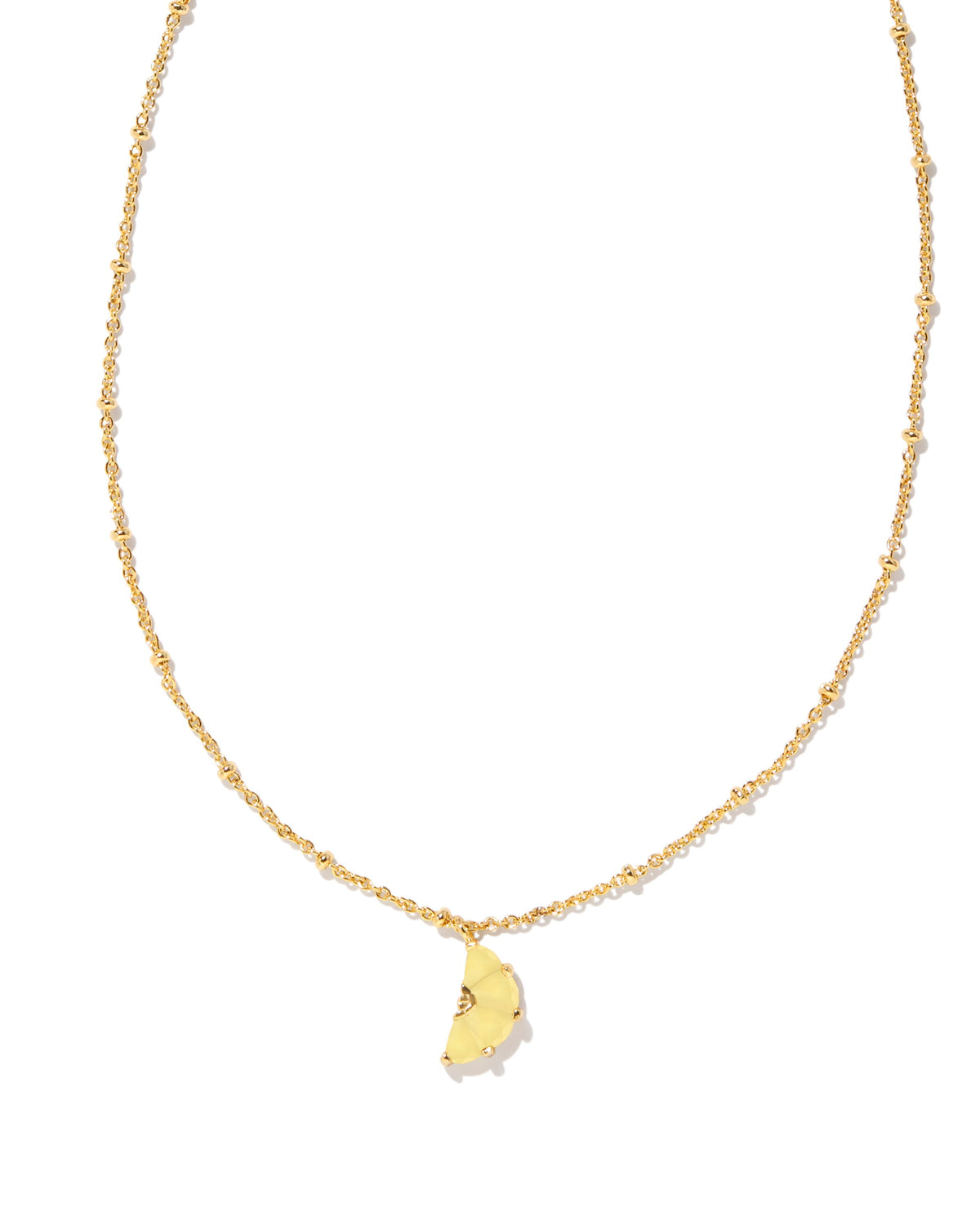Lemon Short Pendant Necklace in Gold Yellow Opalite Glass-Lemons and Limes Boutique