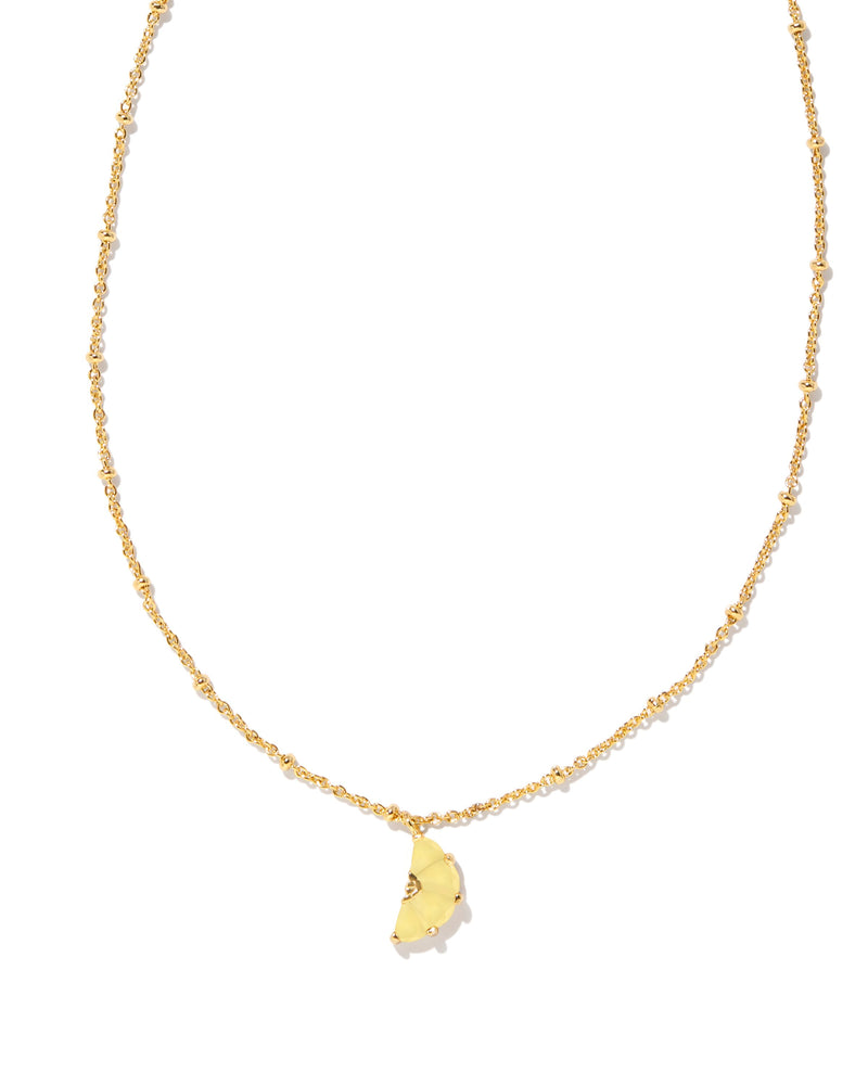 Lemon Short Pendant Necklace in Gold Yellow Opalite Glass-Lemons and Limes Boutique