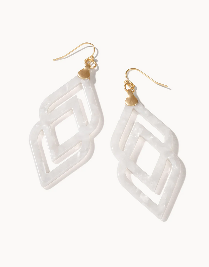 Deco Drama White Shimmer Earrings Spartina--Lemons and Limes Boutique