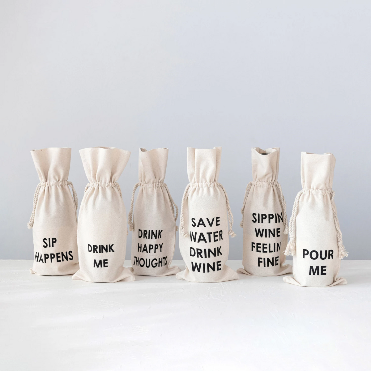 Cotton Wine Bags with Assorted Sayings--Lemons and Limes Boutique