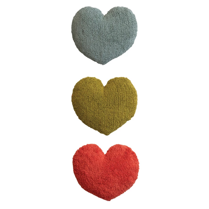 Cotton Tufted Heart Shaped Pillow in Assorted Colors--Lemons and Limes Boutique