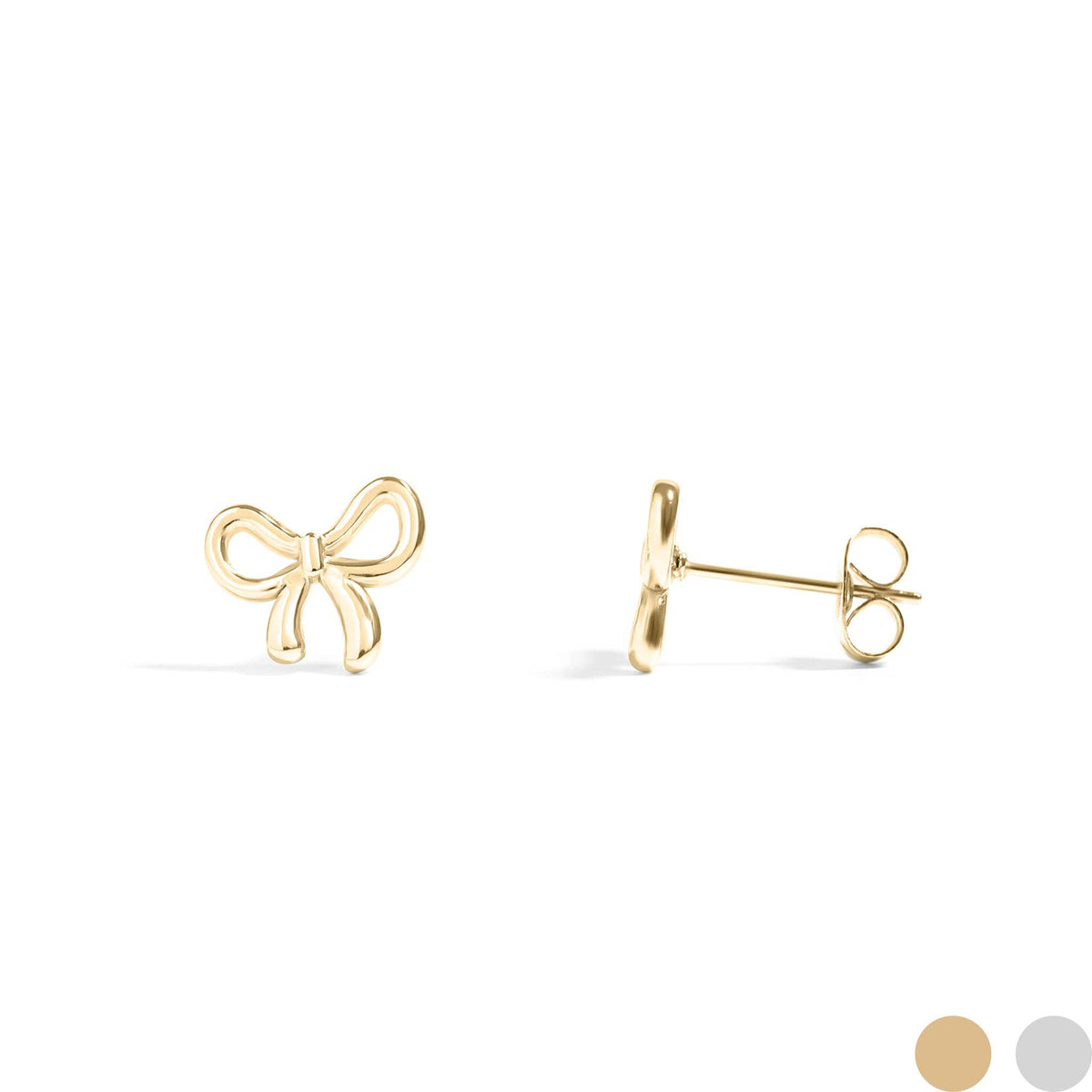 18K Gold PVD Stainless Steel Bow Stud Earrings-Gold-Lemons and Limes Boutique