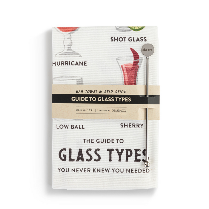 Glass Types Bar Towel & Stir Stick Set--Lemons and Limes Boutique
