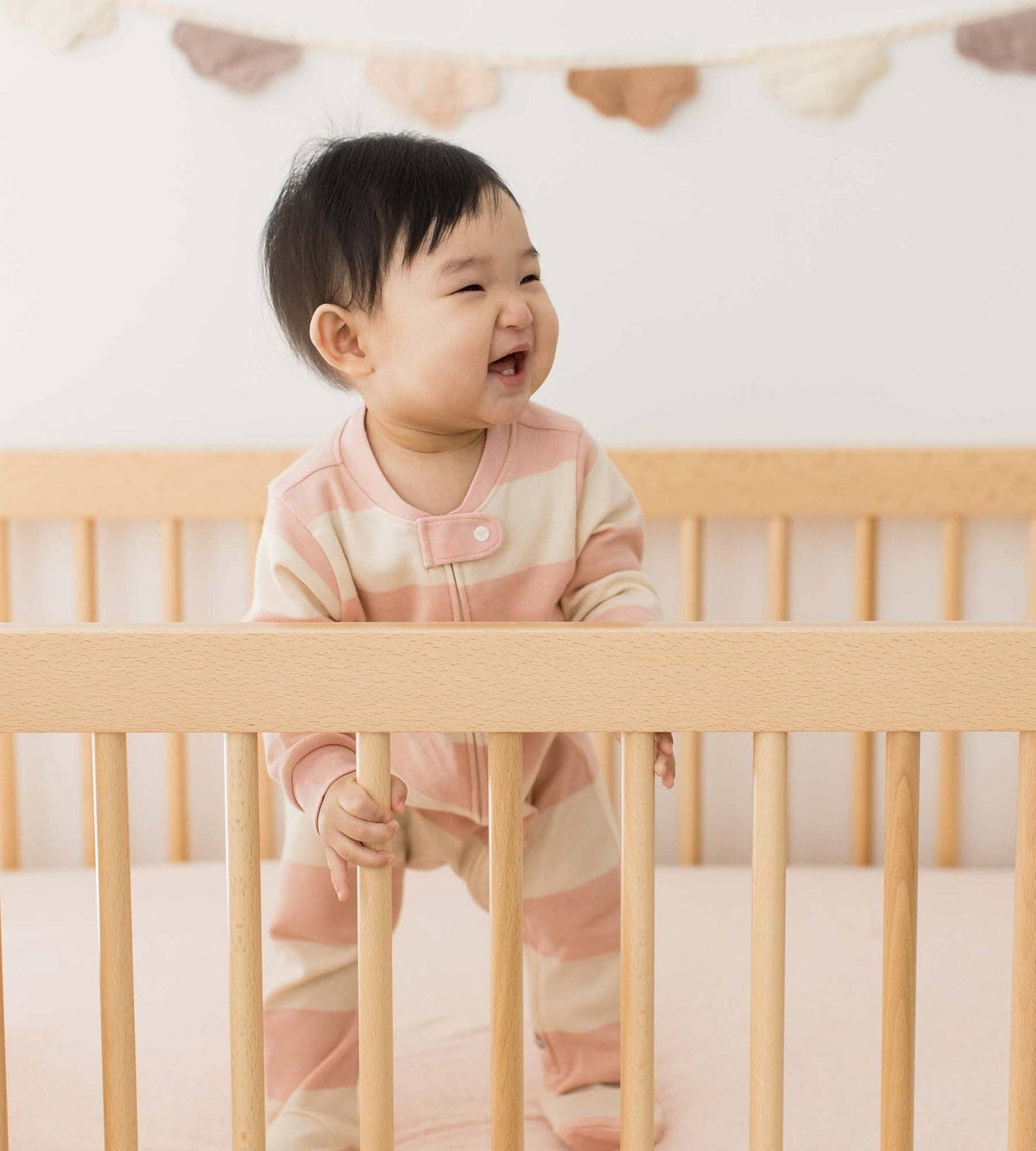 Rugby Stripe Organic Cotton Sleep & Play in Pink Sand-Lemons and Limes Boutique