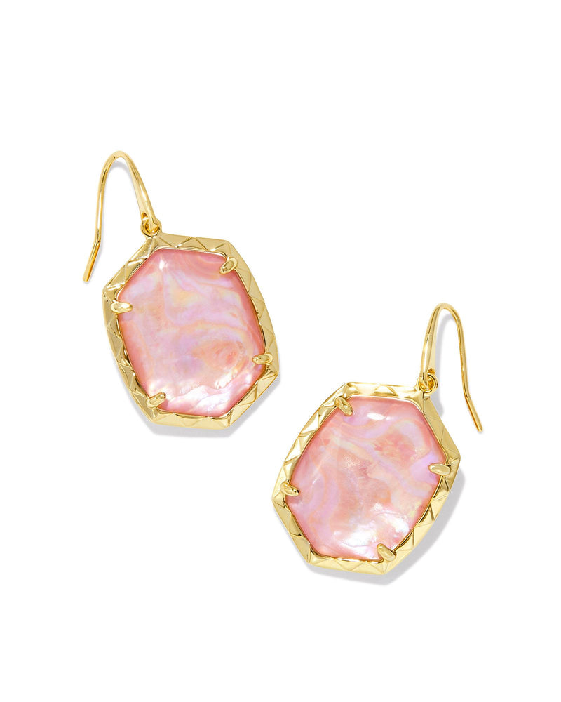 Daphne Drop Earrings in Gold Light Pink Iridescent Abalone by Kendra Scott-Lemons and Limes Boutique