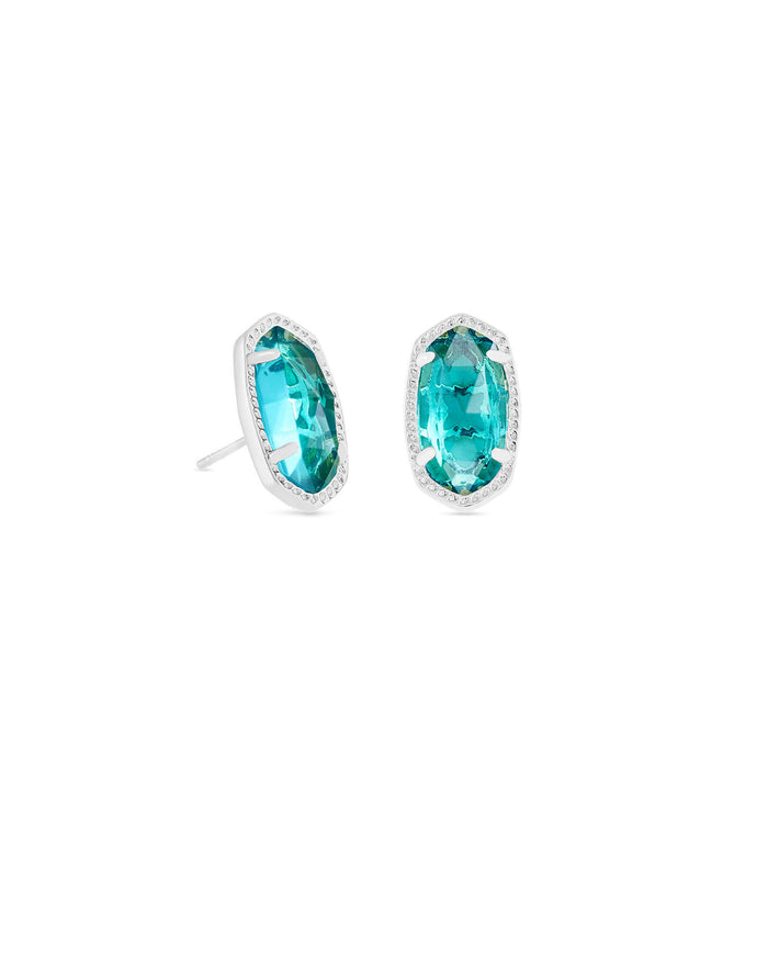 Ellie Stud Earrings in Rhodium London Blue by Kendra Scott-Lemons and Limes Boutique
