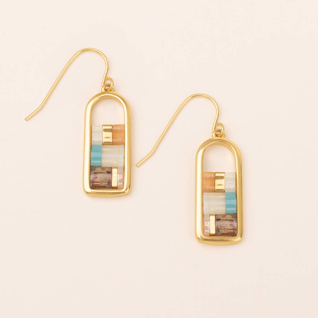 Good Karma Miyuki Frame Earring in Mint/Peach/Gold-Lemons and Limes Boutique