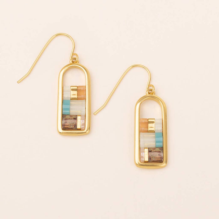Good Karma Miyuki Frame Earring in Mint/Peach/Gold-Lemons and Limes Boutique