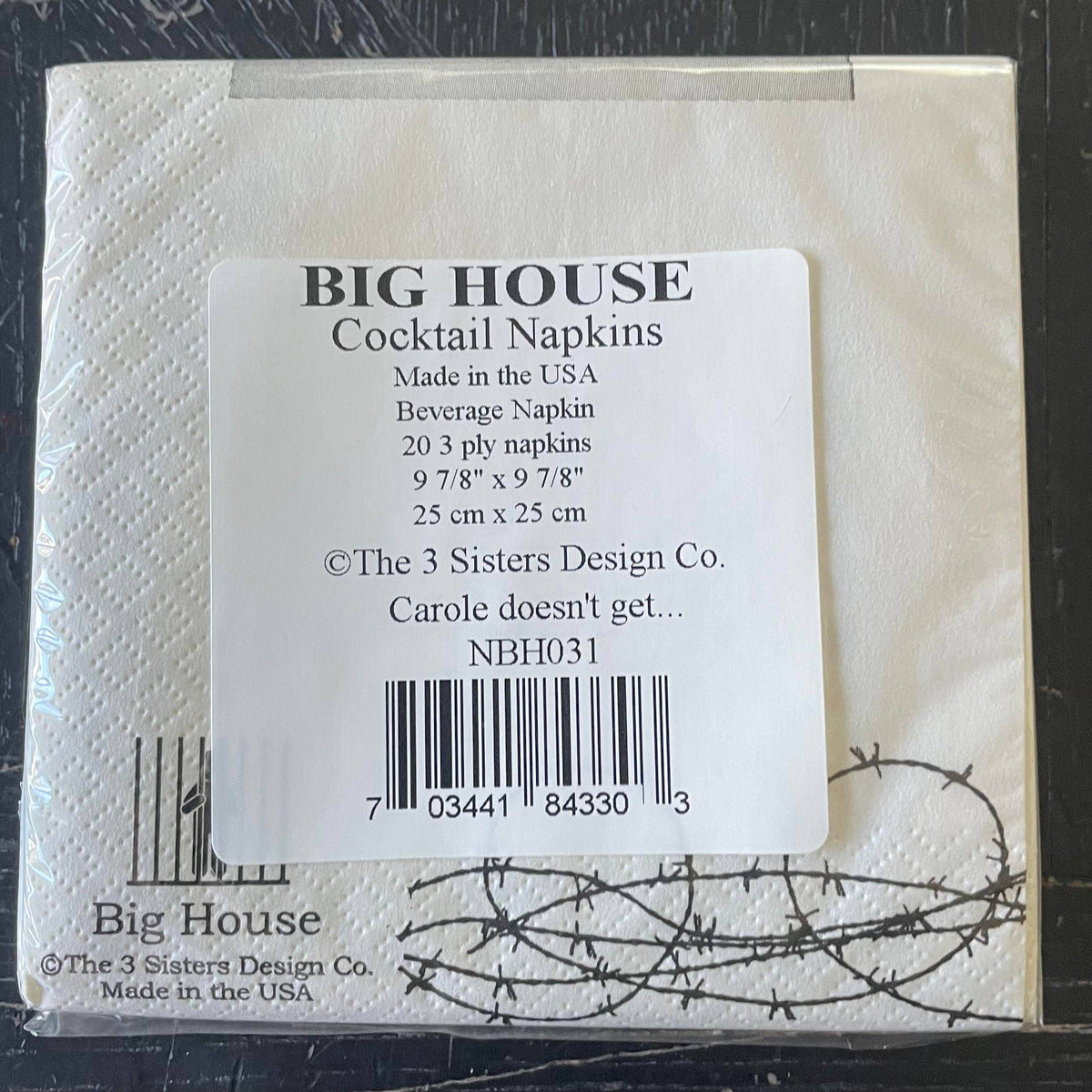Big House Cocktail Napkins, Carole doesn't get drunk...-Lemons and Limes Boutique
