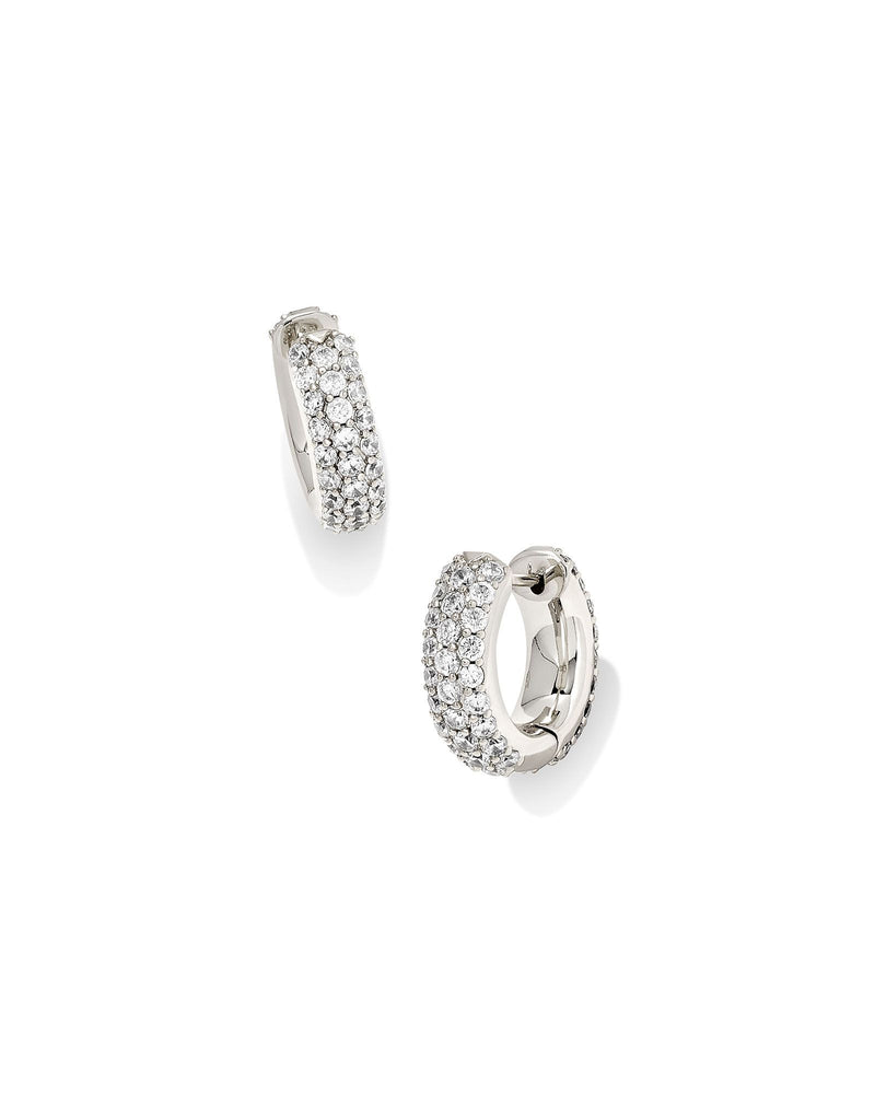 Mikki Pave Huggie Earrings in Silver by Kendra Scott-Lemons and Limes Boutique