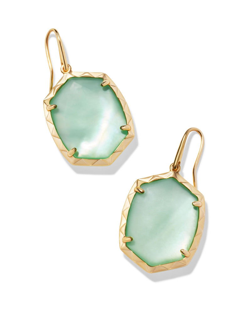 Daphne Drop Earrings in Gold Light Green Mother of Pearl by Kendra Scott--Lemons and Limes Boutique