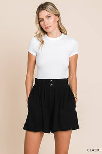 Soft Blended Button Detail Shorts in Coral-Lemons and Limes Boutique