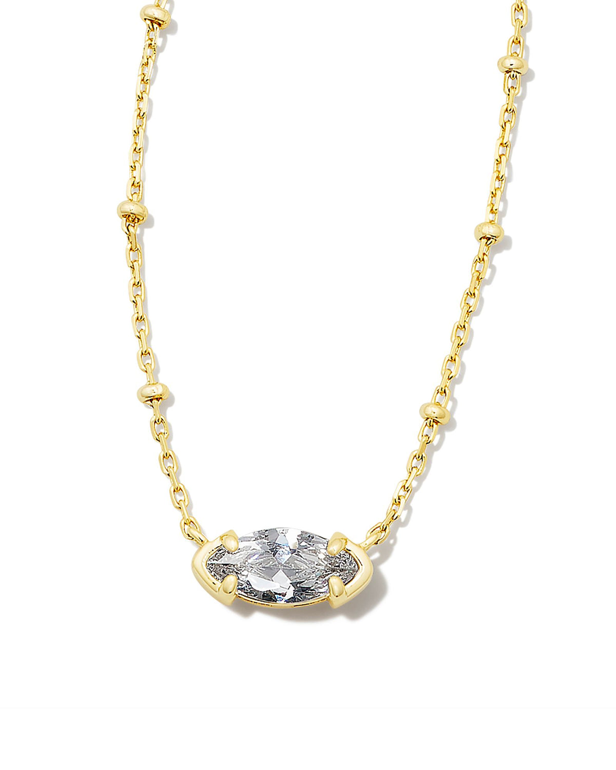 Genevieve Satellite Short Pendant in Gold White CZ Kendra Scott-Lemons and Limes Boutique