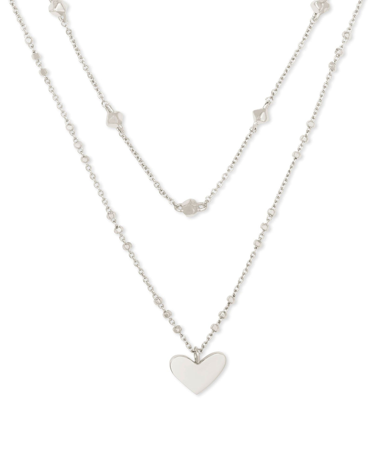 Ari Heart Multi Strand Necklace in Rhodium Metal by Kendra Scott-NECKLACES-Lemons and Limes Boutique