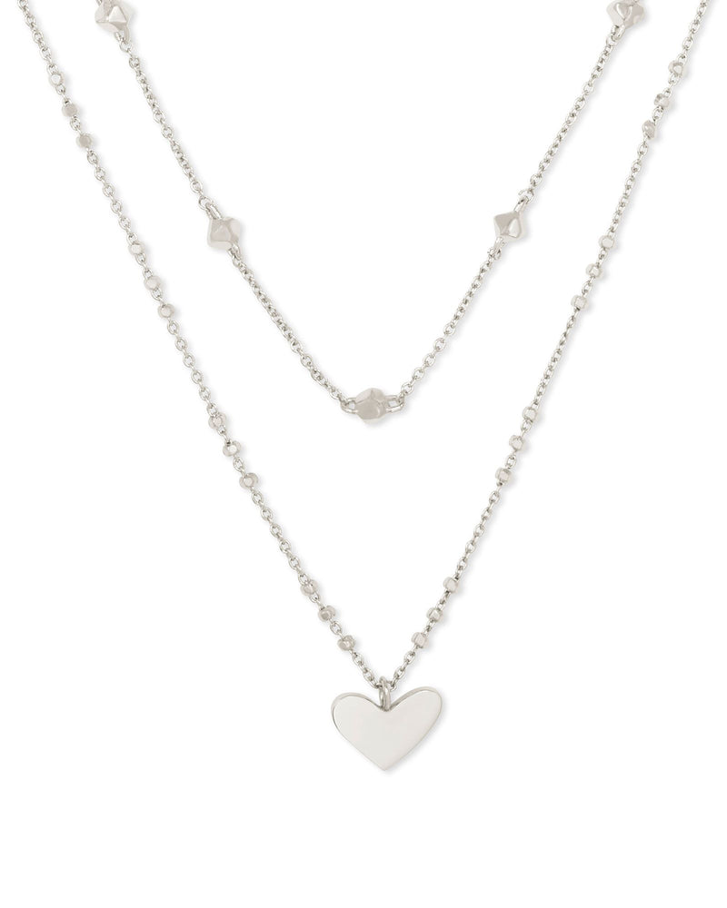 Ari Heart Multi Strand Necklace in Rhodium Metal by Kendra Scott-NECKLACES-Lemons and Limes Boutique